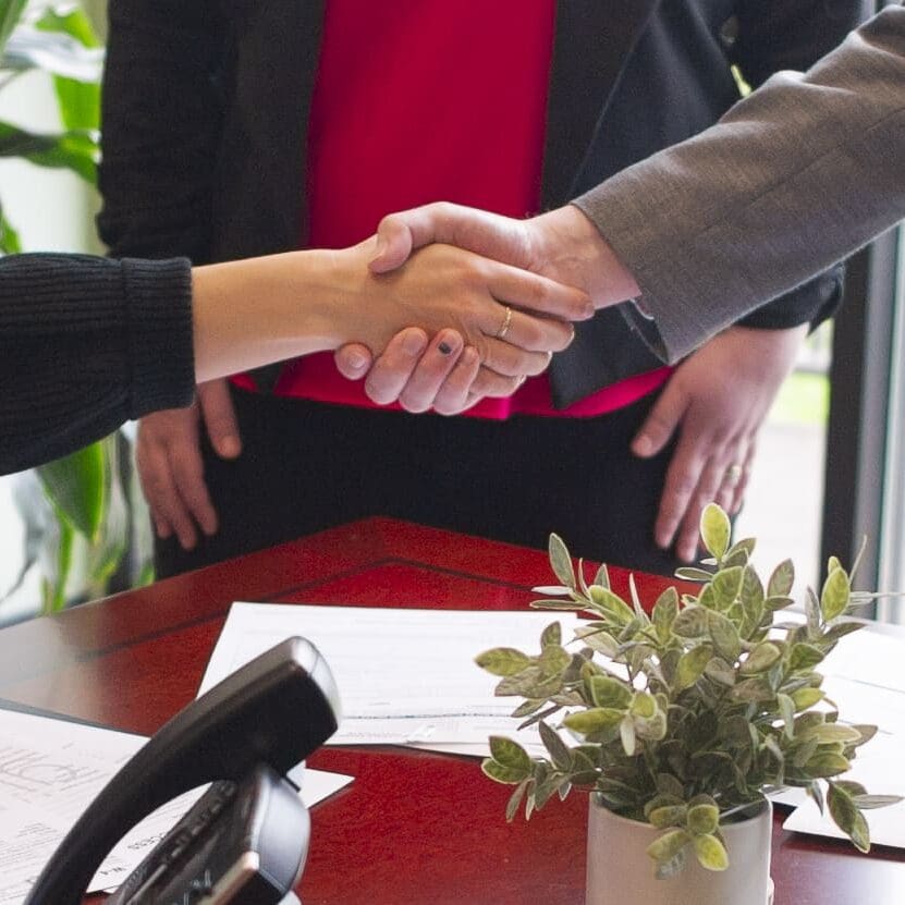 An accountant and client shaking hands.
